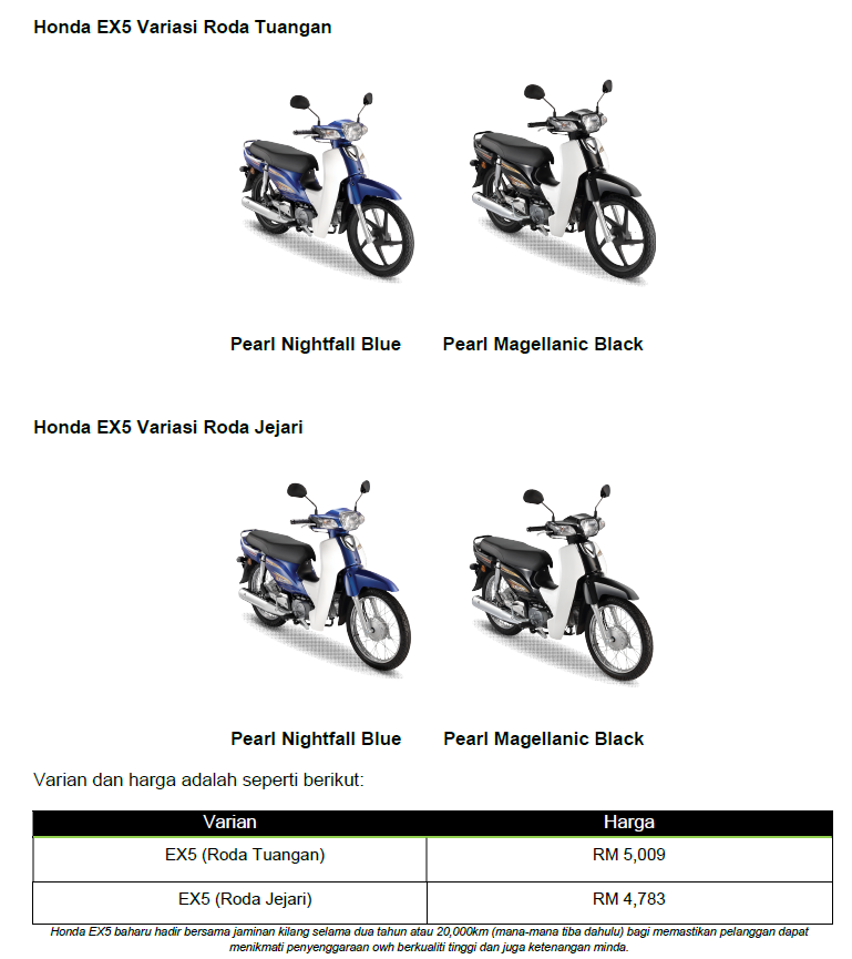 Harga honda ex5 2020 discount